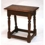 An oak joint stool, 46cms wide.