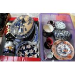 A 19th century blue & white tureen, similar meat plates and other ceramics (2 boxes).