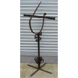 A wrought iron equitorial bow sundial 137cm high
