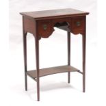 An Edwardian inlaid mahogany side table with two short drawers and undertier, on square tapering