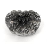 A silver betel nut box, in the form of a pumpkin 7cm x 6cm high Condition Report There is a soldered
