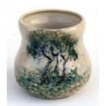 A Merric Boyd Australian Studio Pottery vase, decorated with trees, signed & dated 1937, 7cms