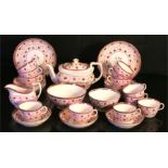 A Victorian lustreware part tea set decorated with strawberries (28). Condition Report The large