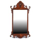 A George III style walnut framed wall mirror, 42cm wide.