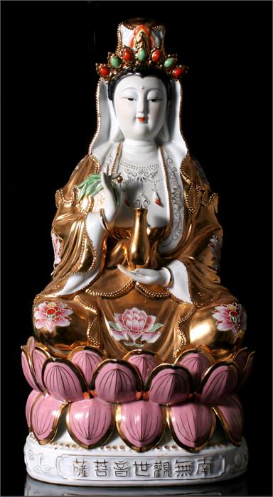 A large Chinese Republic seated figure of Guanyin, 52cm high.