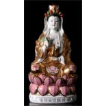 A large Chinese Republic seated figure of Guanyin, 52cm high.