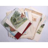 A folio containing assorted unframed watercolours.