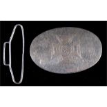 A hallmarked silver belt buckle and clasp, (possibly railway), 7.5cm x 5cm.