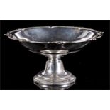 A silver pedestal bowl, dated London 1933, engraved, 22cms dia, weight 491g.