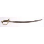 A French Napoleonic period Briquet sword with brass hilt, blade length 62cm