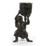 A Japanese figural bronze depicting Benkei and the Mii-Dera temple bell, 23cm high.