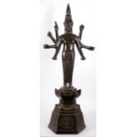 A large Cambodian multi-armed bronze figure of the Hindu Goddess Durga, 92cm high.