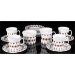 A 1960's Black Velvet pattern eighteen piece part coffee set, designed by John Russell (18).