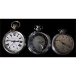 A 'Robinson & Co. Singapore' open faced pocket watch, the white enamel dial with Roman numerals