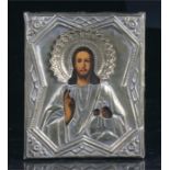 A 19th century style Greek religious Icon mounted on wood, 14cm x 18cm.