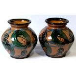 A pair of Danish Danico Studio pottery vases, 18cm high.