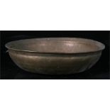 A large 18th century brass bowl, 41cm diameter.