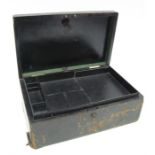 A 19th century leather document box with Bramah lock, stamped 'Lockwood, 52 New Bond St', 41cm x