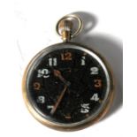 A Jaegar Le Coultre military open-faced pocket watch with Arabic numerals and subsidiary seconds,