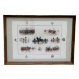 A large framed military print, depicting various regiments, framed and glazed, 69cm by 49cm.