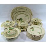 A Royal Doulton 'Lynn' pattern Art Deco dinner service including tureens (30).