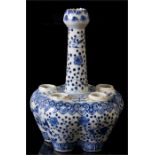 A 19th century Chinese blue & white crocus vase, decorated with young boys and a large vase and with