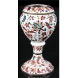 A Zsolnay Pecs style oil lamp base, decorated with Persian flowers, 33cm high. Condition Report Good