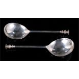 A pair of silver seal top spoons, Birmingham 1908, with makers mark for Elkinton & Co, 18cm long,