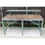A large painted pine potting shed work table 183cm wide