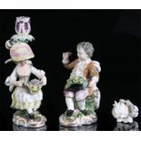 A pair of 19th century Meissen Style figural candlesticks, possibly Derby, depicting a young girl