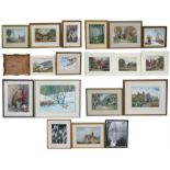 A large quantity of assorted watercolour paintings and photographs etc., mostly framed, together