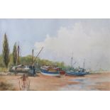 Kenneth Cooper - Boats at Low Tide - signed and dated 96 lower right, watercolour, framed and