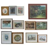 Twelve assorted framed & glazed pictures, prints & watercolours (12).