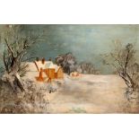 Victorian School - Winter Scene - oil on canvas, framed, 35cm by 30cm.