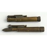 Two WWI trench art lighters made from bullets.