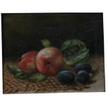 Victorian School - Still Life of Fruit - oil on canvas, framed, 24cm by 19cm.