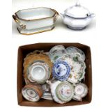 A quantity of Victorian and other ceramics including meat plates, tureens, part tea-sets (box).