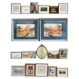 A large quantity of framed paintings, pictures & prints including a pair of Chinese cork pictures