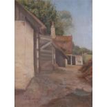 H Skaite Winberg - Country Farmhouse Scene - signed and dated 1918 lower left, oil on canvas,