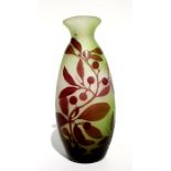 A cameo glass vase, decorated with foliage and fruit, signed 'GALLE', 16cms (6.25ins) high.