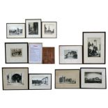 A group of twelve signed etchings, including Francis Sydney Unwin, John Charles Moody and Douglas