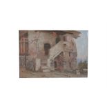 ALFRED OLIVER (attributed) - Swiss Mountain Cottage Scene - watercolour, signed lower left, framed &