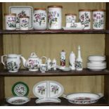 A quantity of Portmeirion Botanic Garden pattern ceramics including storage jars, teapot, ladles and