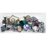 A quantity of assorted ceramics including a Victorian spill vase, a pair of Winton vases and other