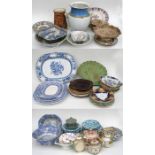 A large quantity of Victorian and other ceramics including meat plates, teapots and vases (four