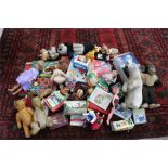 A quantity of vintage toys, games and other items including a Mr Bim plush monkey and a Chad