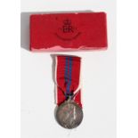 A silver 1953 Queen Elizabeth II Coronation Medal in original box.