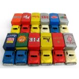 A group of vintage Japanese toy advertising trucks (12)