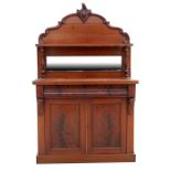 A Victorian mirror back mahogany chiffonier with cushion frieze drawer above a pair of doors,