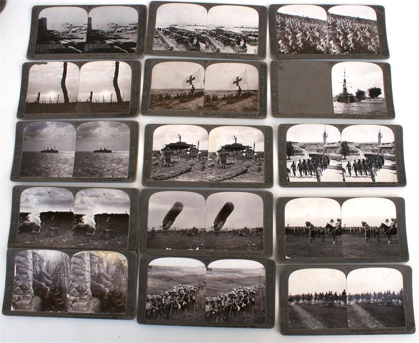 An Underwood and Underwood stereoscope viewer together with a large quantity of WW1 cards - Image 2 of 6